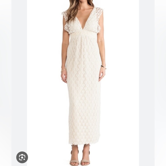 T-Bags LosAngeles V Neck Lace Maxi Dress Size Small - Picture 1 of 14